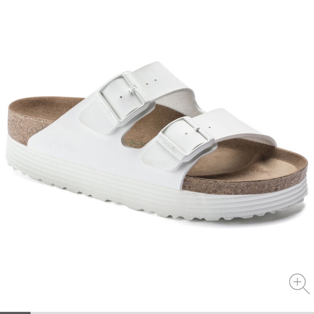 Birkenstock White Arizona Platform Vegan Sandal